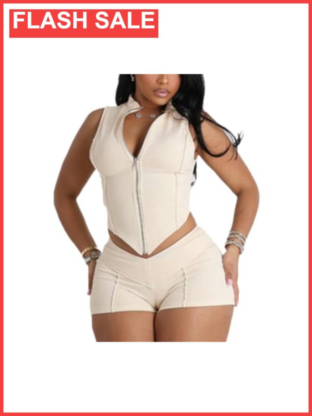 Women's 2 Piece Short Set Sleeveless Vest and Shorts Sexy Comfy Stretchy Club